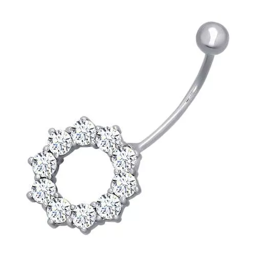 Пирсинг в пупок из серебра с фианитами