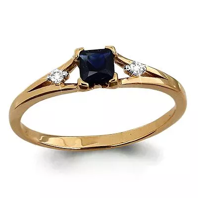 Кольцо из красного золото с сапфиром и бриллиантами