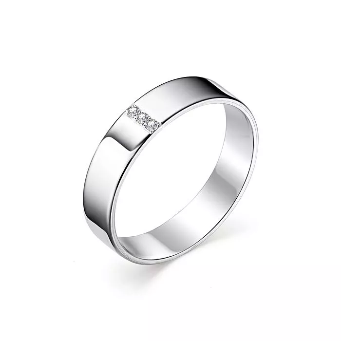 Обручальное кольцо из белого золото с 3 бриллиантами