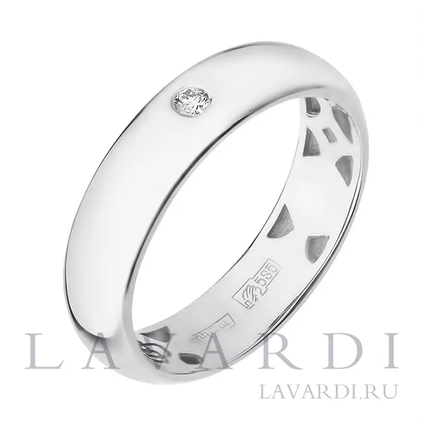 Обручальное кольцо с бриллиантом из белого золота