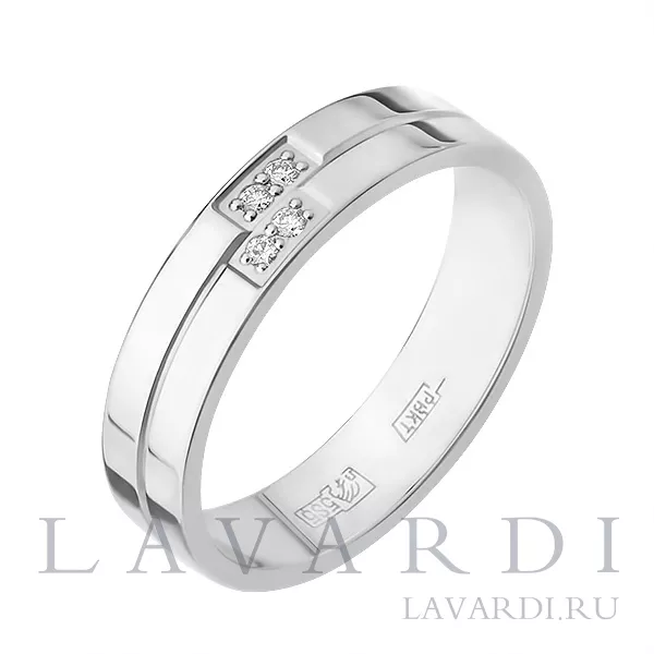Обручальное кольцо из белого золота с бриллиантами