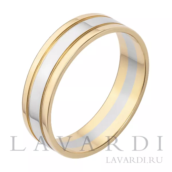 Двухсплавное обручальное кольцо прямое  5 мм