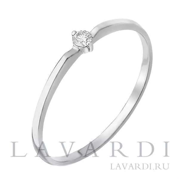 Обручальное кольцо из белого золота с бриллиантом