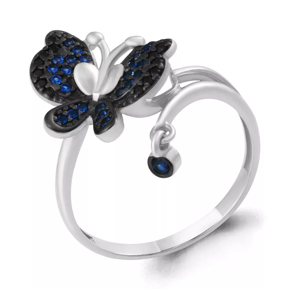 Кольцо, артикул LV68104БЧ, серебро