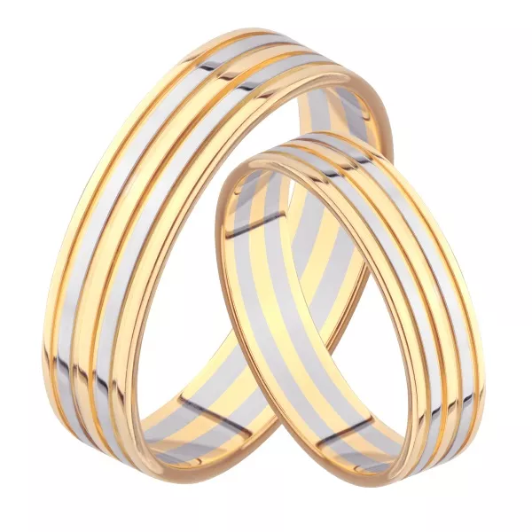 Парные обручальные кольца из классического золота 6 мм