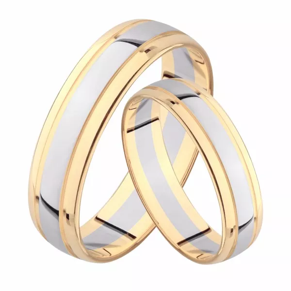 Парные двухсплавные обручальные кольца 5 мм