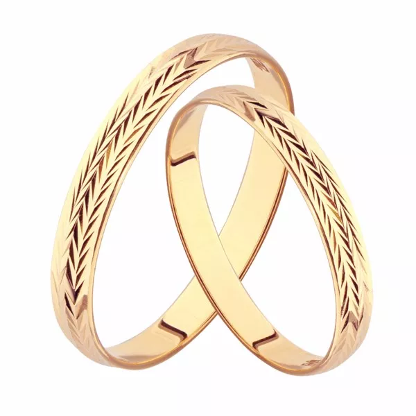 Парные обручальные кольца с алмазной гранью 3 мм