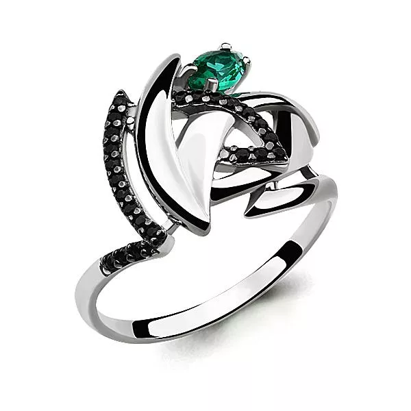 Кольцо, артикул LV64876ГЧ, серебро