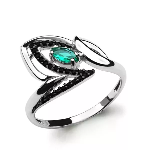 Кольцо, артикул LV64874ГЧ, серебро