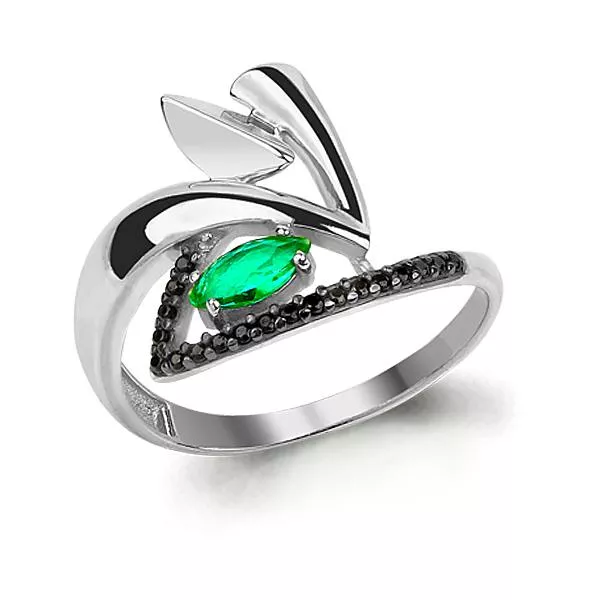 Кольцо, артикул LV64869ГЧ, серебро